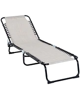 Simplie Fun 4-Position Reclining Chaise Lounge for Outdoor Use