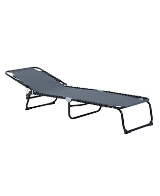 Simplie Fun Gray Folding Chaise Lounge for Outdoor Relaxation