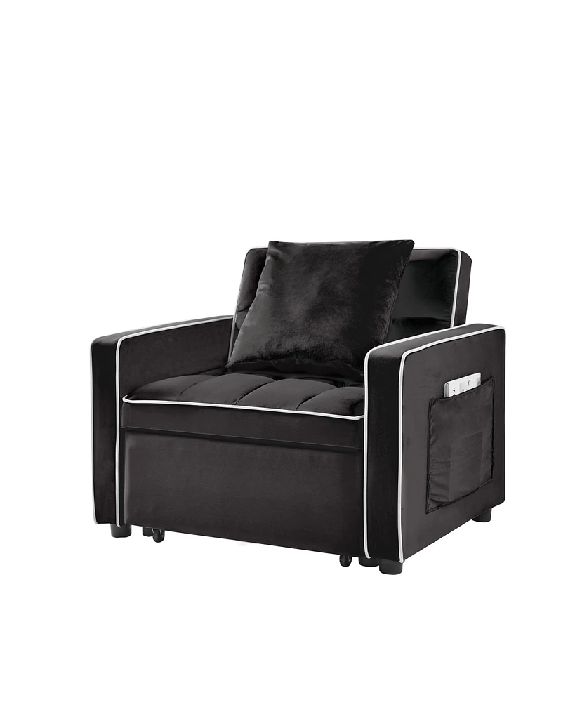 Streamdale Furniture Adjustable Sofa Bed Chair: Black Futon Recliner