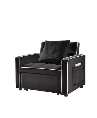 Simplie Fun Adjustable Sofa Bed Chair: Black Futon Recliner