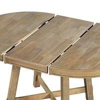 Oak Wood Farmhouse Dining Table with Extendable Leaf