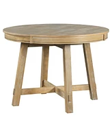 Streamdale Furniture Farmhouse Round Extendable Dining Table With 16 Leaf Wood Kitchen Table