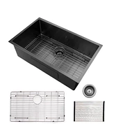 Simplie Fun 32x19 Inch Undermount Kitchen Sink 16 Gauge Stainless Steel Single Bowl Kitchen Sink Grey