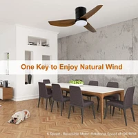 Simple Deluxe 40-Inch Ceiling Fan With Led Light And Remote Control, 6-Speed Modes, 2 Rotation