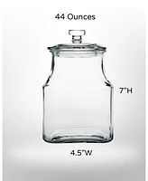 Amici Home Carlisle Glass Canister Square Jar, Food Safe, Airtight Lid with Handle and Plastic Gasket, For Kitchen & Pantry, Ounces