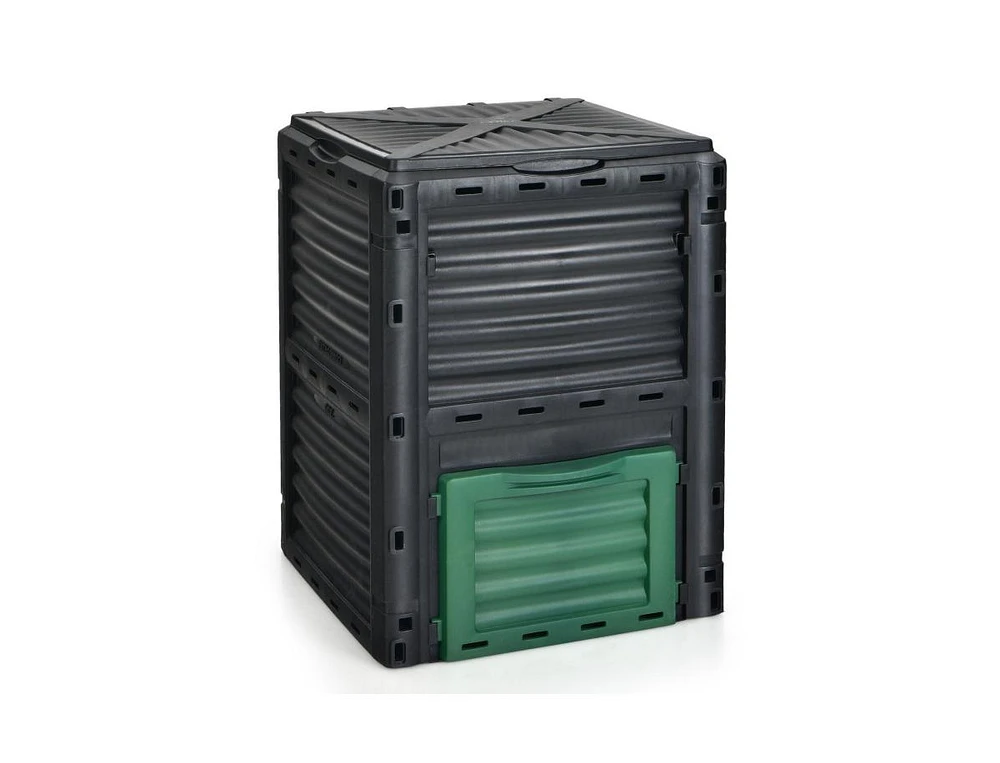 Slickblue 80-Gallon Outdoor Composter with Large Openable Lid and Bottom Exit Door