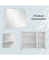 Slickblue Frameless Bathroom Wall Mounted Mirror Cabinet with 3 Doors and Adjustable Shelves
