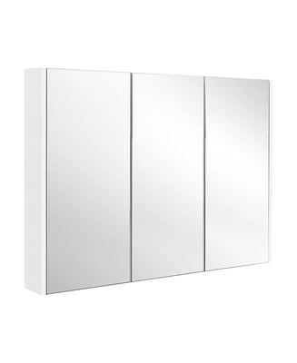 Slickblue Frameless Bathroom Wall Mounted Mirror Cabinet with 3 Doors and Adjustable Shelves