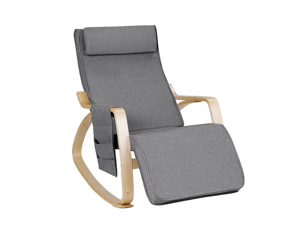 Slickblue Comfortable Lounge Rocking Chair with Removable Cushion Cover and Side Pocket