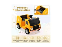 Slickblue 12V Kids Ride-on Garbage Truck with Warning Lights and 6 Recycling Accessories