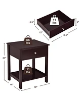 Sugift Wooden Storage Shelf with Drawer for Bedroom and Living Room-Brown