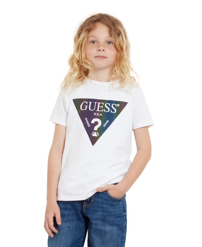 Guess Big Boys Short Sleeve Iridescent Logo T-shirt