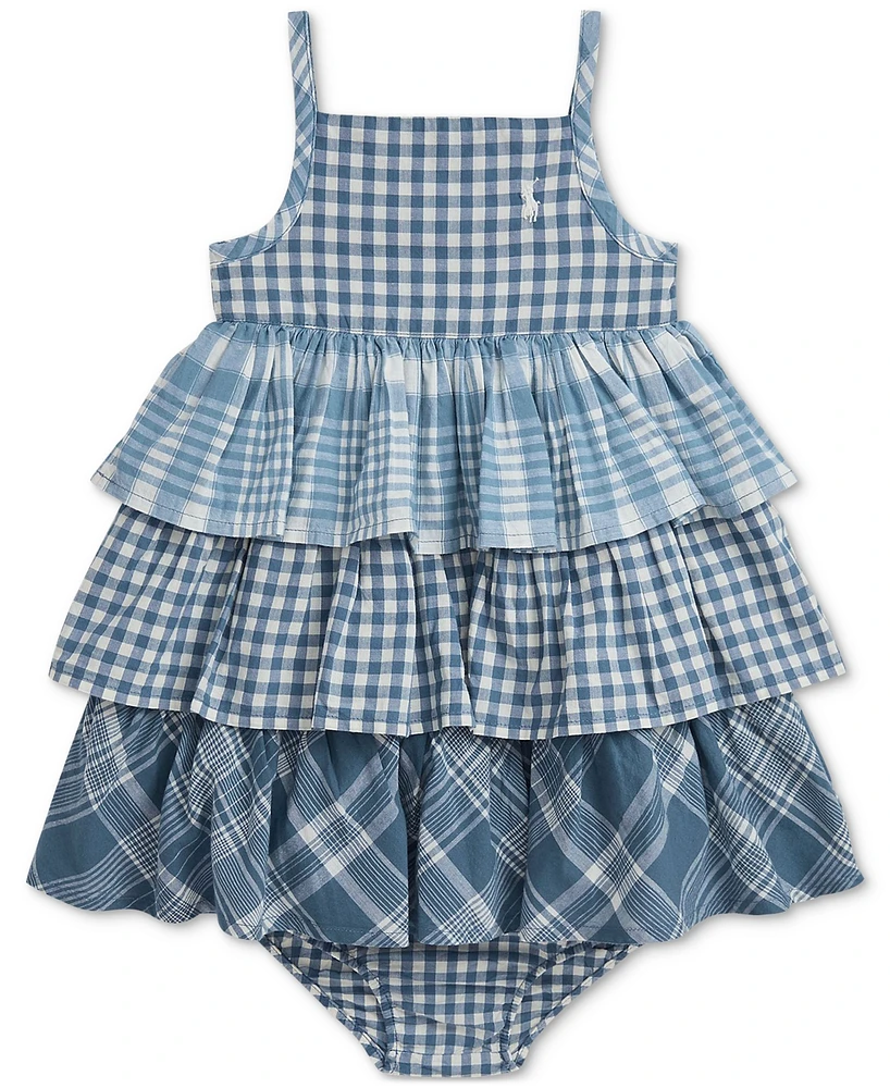 Polo Ralph Lauren Baby Girls Tiered Cotton Madras Dress