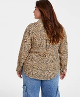 On 34th Trendy Plus Leopard Printed Collared Shirt, Created for Macy's