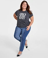 On 34th Trendy Plus Crewneck Own The Day Graphic T-Shirt, Created for Macy's