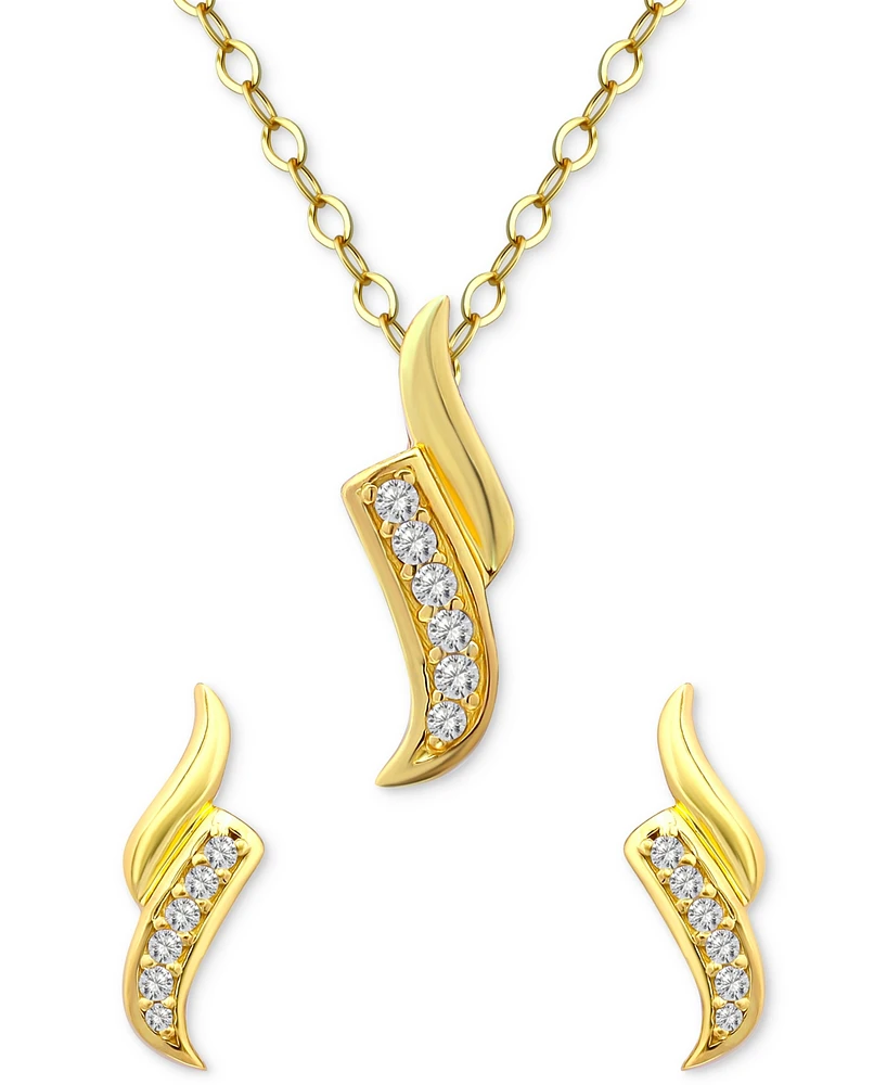 Giani Bernini 2-Pc. Set Cubic Zirconia Swirl Pendant Necklace & Matching Stud Earrings in 18k Gold-Plated Sterling Silver, Created for Macy's