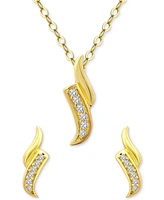 Giani Bernini 2-Pc. Set Cubic Zirconia Swirl Pendant Necklace & Matching Stud Earrings in 18k Gold-Plated Sterling Silver, Created for Macy's