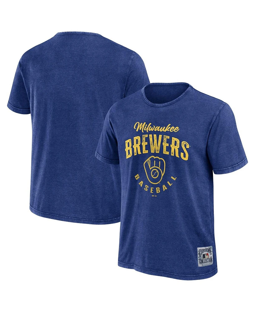 Darius Rucker Men's Collection by Fanatics Heather Royal Milwaukee Brewers Cooperstown Collection Washed T-Shirt