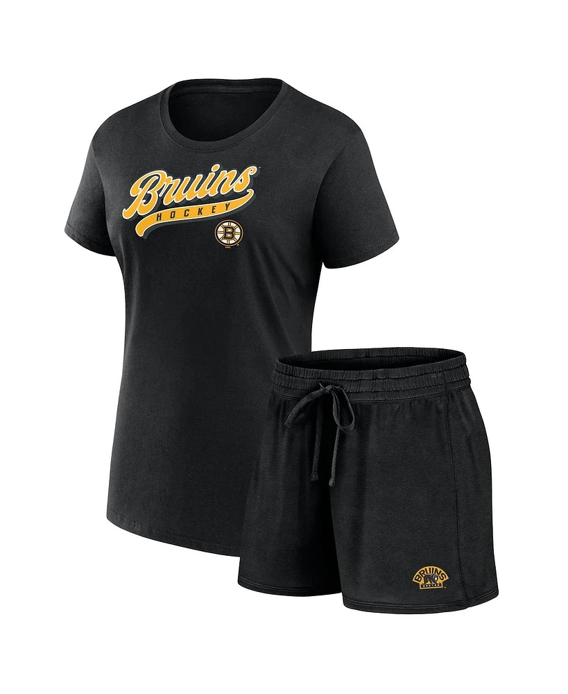 Fanatics Women's Boston Bruins Start to Finish Combo Pack T-Shirt Shorts