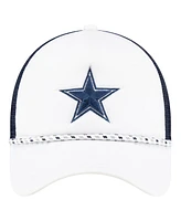 New Era Men's White/Navy Dallas Cowboys Court Sport Foam Front A-Frame 9FORTY Adjustable Trucker Hat