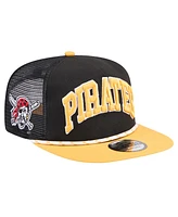 New Era Men's Black Pittsburgh Pirates Throwback Meshback Golfer Hat