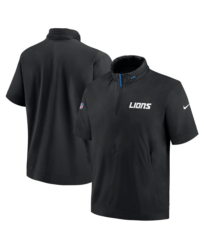 Nike Men's Detroit Lions 2024 Sideline Coach Short Sleeve Half-Zip Hoodie Jacket