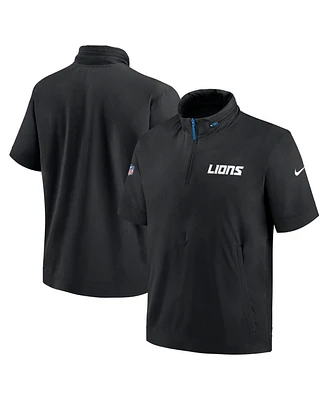 Nike Men's Detroit Lions 2024 Sideline Coach Short Sleeve Half-Zip Hoodie Jacket