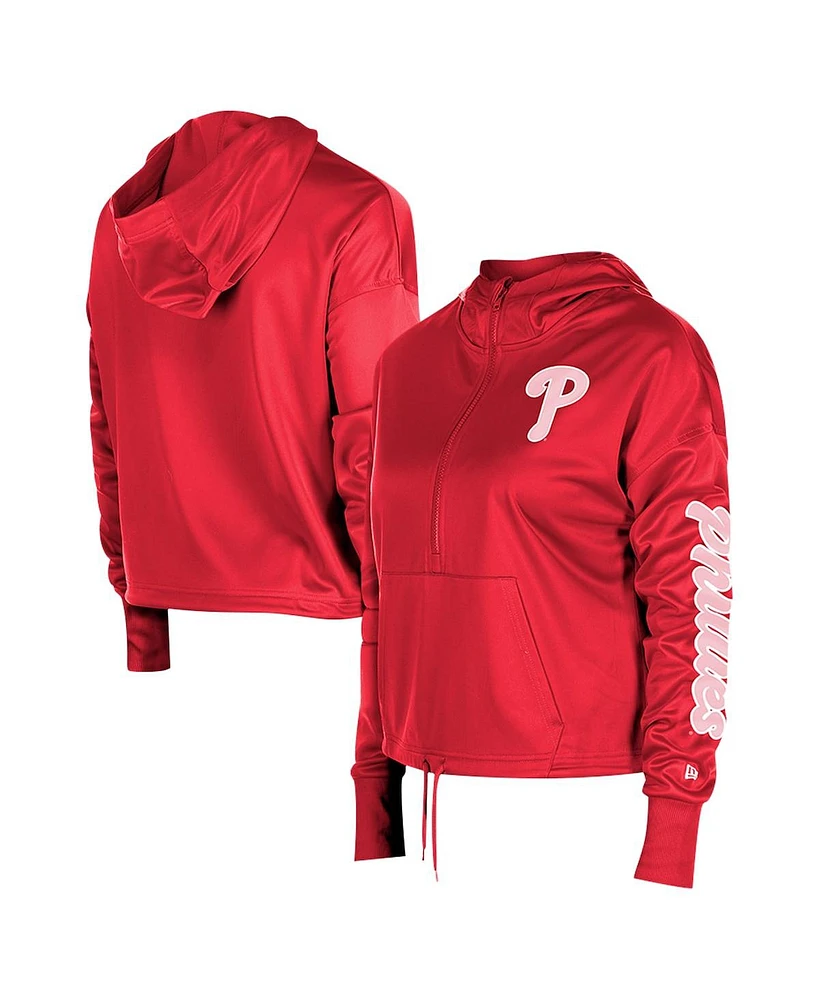 New Era Women's Red Philadelphia Phillies Half-Zip Hoodie