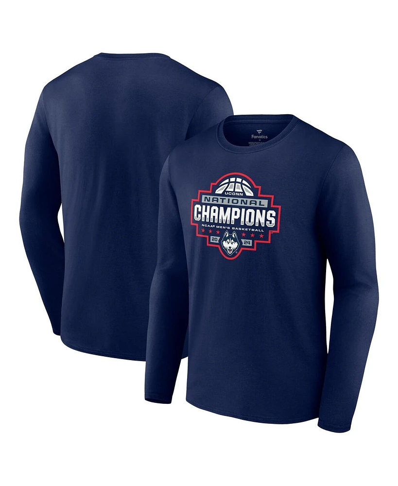 Fanatics Men's UConn Huskies 2024 Ncaa Basketball National Champions Logo Long Sleeve T-Shirt