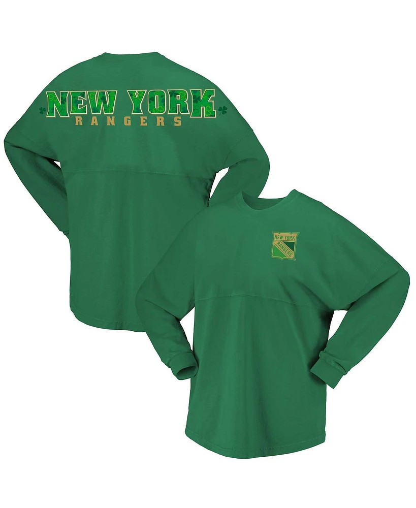 Fanatics Women's Kelly New York Rangers St. Patrick's Day Spirit Jersey T-Shirt