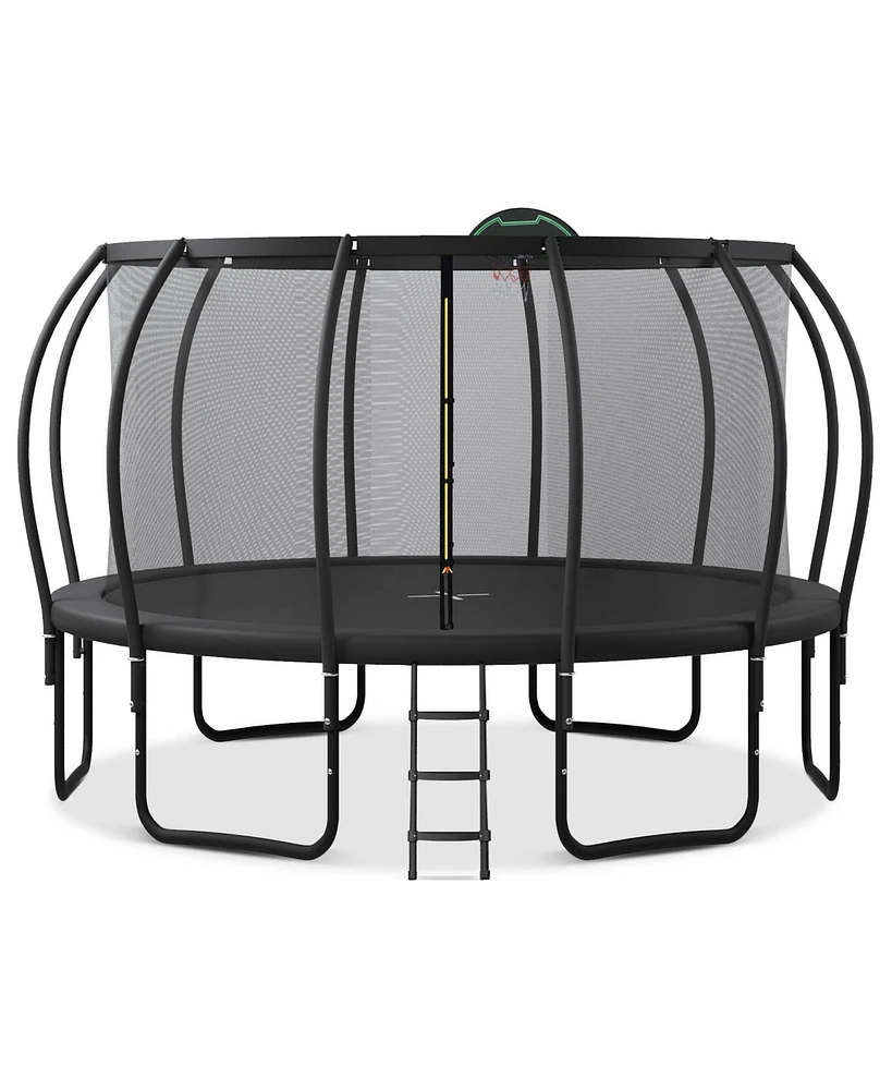 Streamdale Furniture Kids 16FT Trampoline with Safety Enclosure & Basketball Board