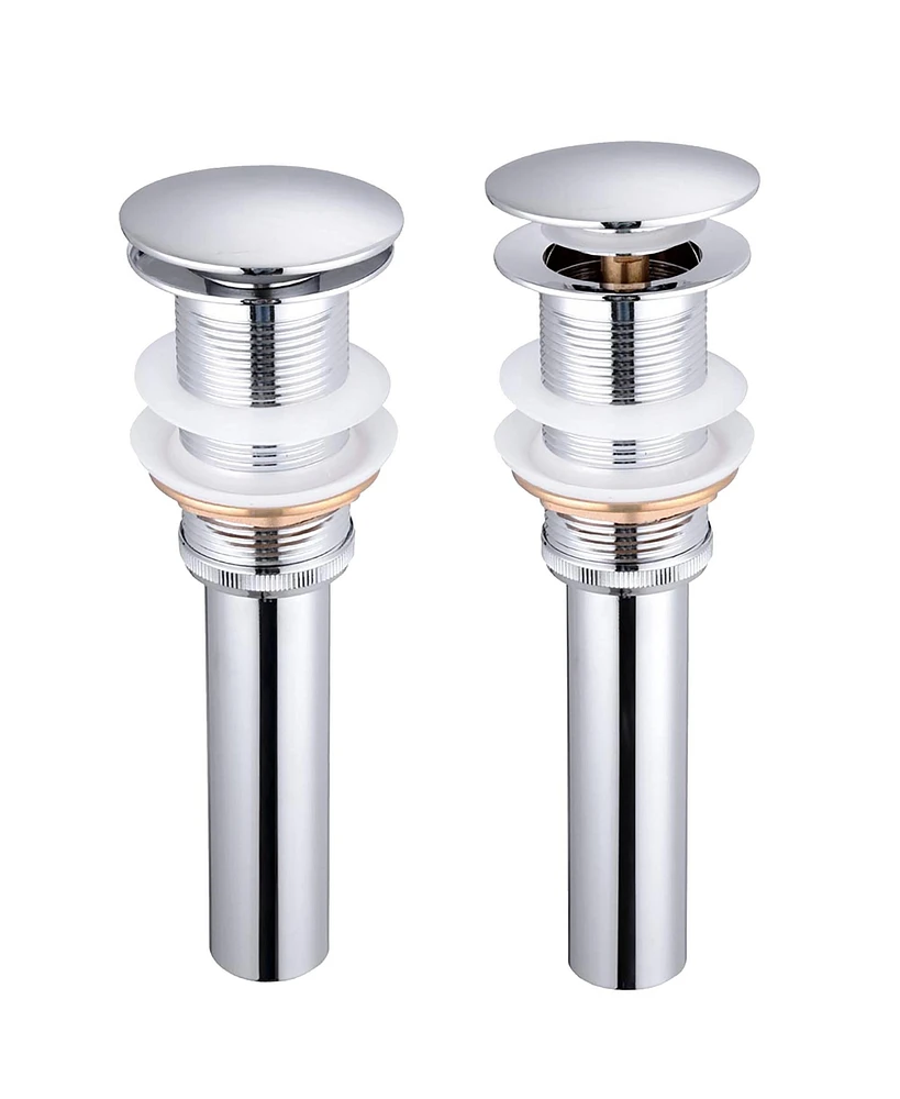 Yescom Aquaterior 2 Pack 1 5/8" Bathroom Pop up Drain Vessel Sink Drain Solid Brass Kitchen Sink Drains Tub Basin Polished Chrome