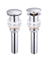 Yescom Aquaterior 2 Pack 1 5/8" Bathroom Pop up Drain Vessel Sink Drain Solid Brass Kitchen Sink Drains Tub Basin Polished Chrome