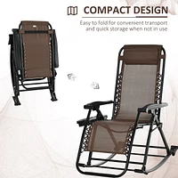 Streamdale Furniture Folding Brown Rocking Chair with Phone Holder