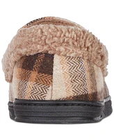 Isotoner Men's Brushed Knit or Plaid Lewis Moccasin Slipper with Fleece Lining and Memory Foam