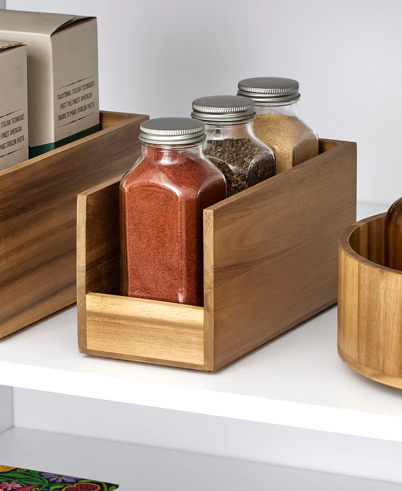 iDesign Acacia Wood Narrow Open-Front Pantry Bin