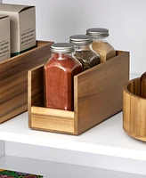 iDesign Acacia Wood Narrow Open-Front Pantry Bin