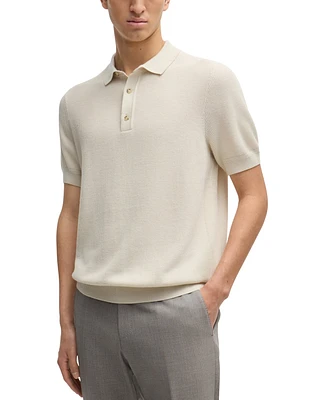 Boss by Hugo Men's Mixed Structure Regular-Fit Polo Sweater