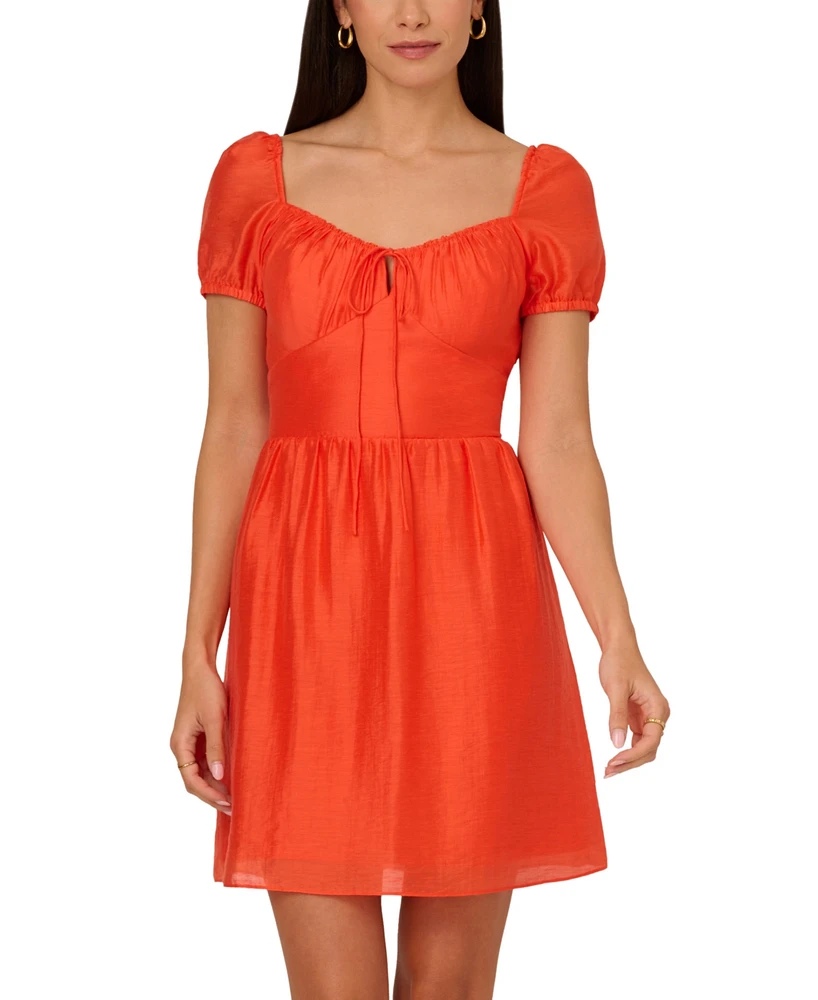 Adrianna by Papell Women's Puff-Sleeve Sweetheart Fit & Flare Dress