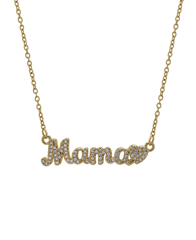 Macy's 14K Gold Plated Cubic Zirconia Mama and Heart Pendant Necklace