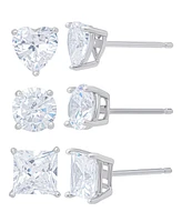 Macy's Cubic Zirconia Heart, Round and Princess Cut Stud Earring Set