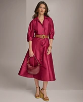 Donna Karan Women's Elbow-Sleeve Belted Shirtdress