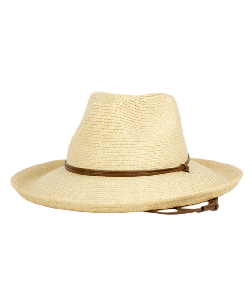 Angela & William Straw Fedora Sun Hat with Chin Cord