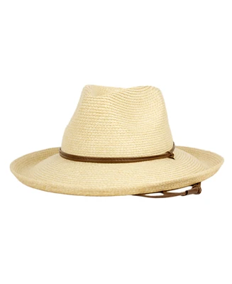 Angela & William Straw Fedora Sun Hat with Chin Cord