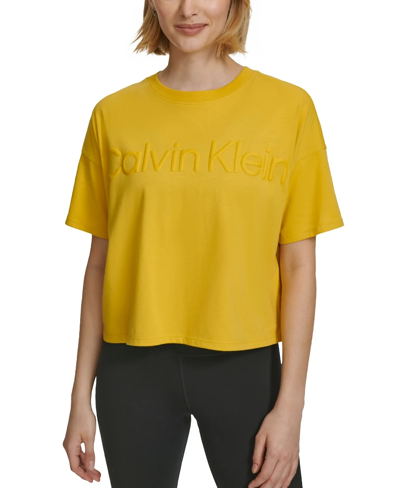 Calvin Klein Performance Women's Cotton Raised Logo Cropped T-Shirt