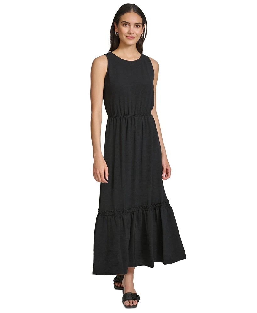 Calvin Klein Women's Cinched-Waist Ruffled-Hem Maxi Dress