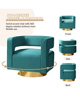 Carisa Contemporary Swivel Barrel Chair with Metal Base