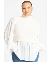 Eloquii Plus Twofer Sweater With Chiffon