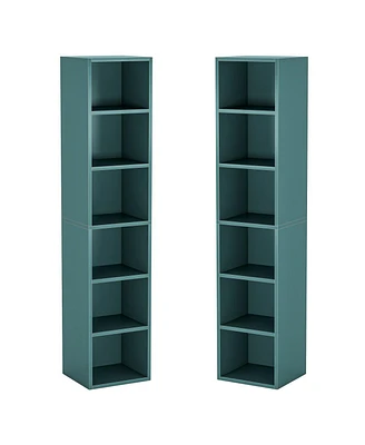 Tribesigns 70.9 Inch Tall Narrow Bookcase Set of 2, Rustic Corner Bookcase with Storage