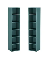 Tribesigns 70.9 Inch Tall Narrow Bookcase Set of 2, Rustic Corner Bookcase with Storage